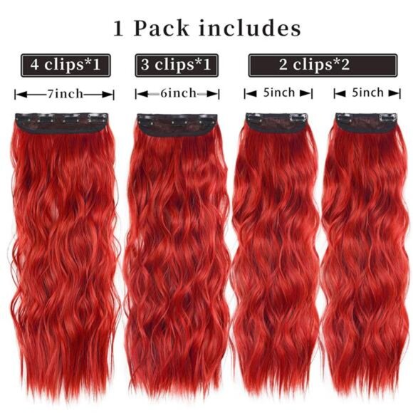 4PCS Clip in Hair Extensions, light Red - Picture 5 of 6